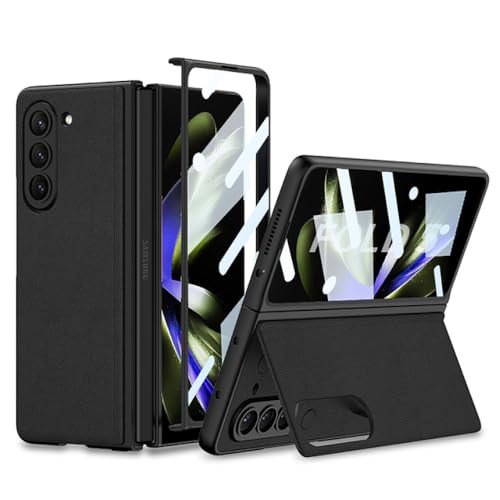 Coque Samsung Galaxy Z Fold 5 antichoc noire fine en cuir avec verre