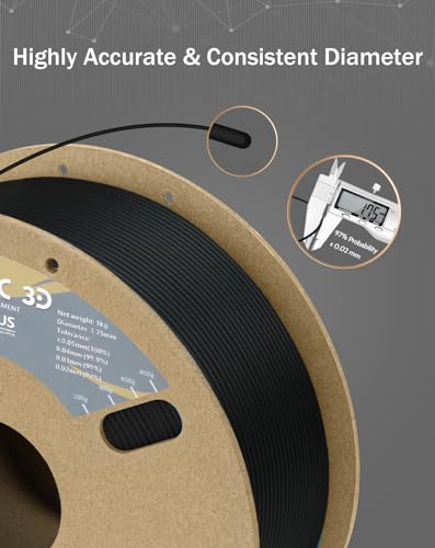 Image of DURAMIC 3D PLA+ Filament 1.75mm 1Kg Black, PLA Plus Filament 1Kg Spool(2.2lbs) Tougher and Stronger, Dimensional Accuracy Probability + /- 0.02mm | PLA Pro Tougher and Stronger, Dimensional Accuracy Probability + /- 0.02mm Black