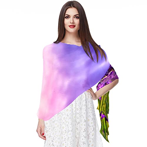 Châles et écharpes lavande multicolores | Étole femme imprimée imprimé fleuri et moderne