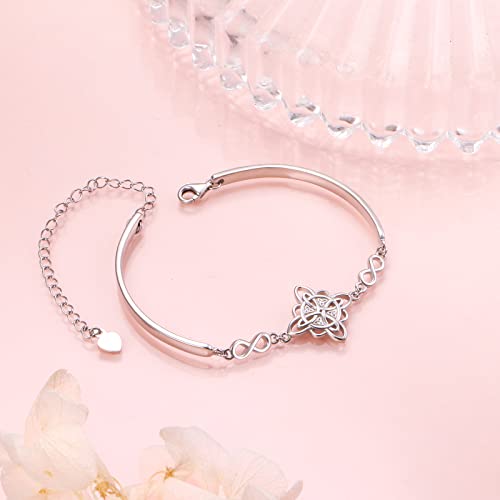 FLYOW 925 Sterling Silver Jewelry Adjustable Celtic Knot Bracelet Good Luck Irish Gifts for Women Birthday Gifts3