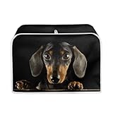 POLERO Cubierta negra para tostadora de perro salchicha, cubierta antipolvo para 2 rebanadas de tostadora de pan