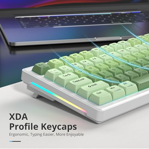 Image of 75% Creamy Mechanical Keyboard Green, Hot Swap RGB Gaming Key Board with Knob, Gasket Mount Wired TKL Keyboard 75 Percent, Pre-lubed White Switch Creamy Sounding Keyboards (82 Matcha)