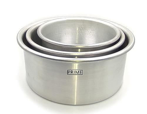 Image of Prime Bakers and Moulders Aluminium Round Cake Baking Mould Set of 3 Pcs (5,6,7 Inch)