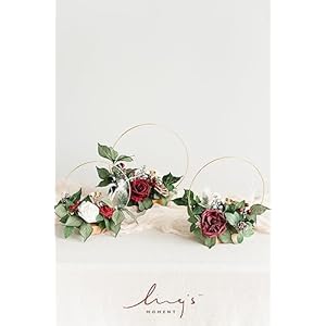 Ling's Moment Candle Holder Hoop Wreath Floral Centerpieces for Sweetheart Table, Head Table, Ceremony Reception Artificial Flowers Wedding Christmas Decorations (Set of 3,White) Lings Moment Candle Holder Hoop Wreath Floral Centerpieces for Sweetheart Table Head Table Ceremony Reception Artificial Flowers Wedding Christmas Decorations Set of 3White