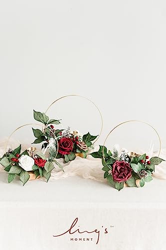 Lings-Moment-Candle-Holder-Hoop-Wreath-Floral-Centerpieces-for-Sweetheart-Table-Head-Table-Ceremony-Reception-Artificial-Flowers-Wedding-Christmas-Decorations-Set-of-3White Lings Moment Candle Holder Hoop Wreath Floral Centerpieces for Sweetheart Table Head Table Ceremony Reception Artificial Flowers Wedding Christmas Decorations Set of 3White