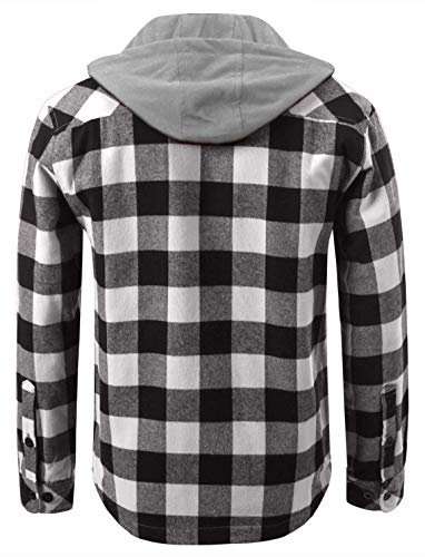 Image of Shaka Wear Men's Plaid Shirts - Flannel Long Sleeve Casual Button Up Fleece Soft Quilted Lined Jacket Regular and Big Size