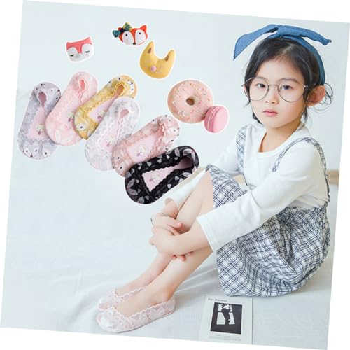 LIFKOME 3pairs Socks for Girls Ultra Low Cut Ankle Socks Cartoon Lace Slip Comfortable s - Random Color2