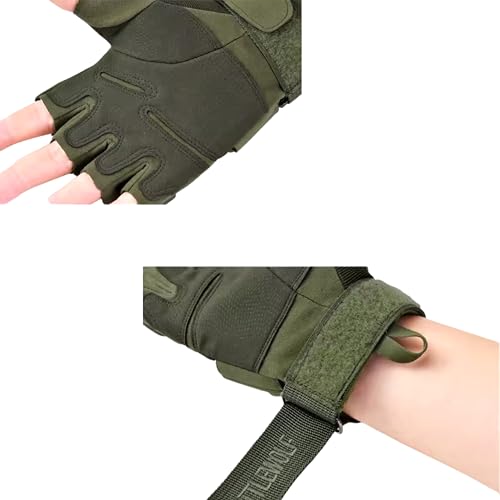 Image of Half Finger Tactical Gloves, Durable Fingerless Gloves for Cycling, Gym, Motorcycle Gloves, Training Gloves, Breathable Gloves, and Outdoor Activities (Green, XL)