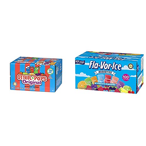 Otter Pops Ice Pops â€“ Gluten & Fat Free Ice Pops, Delicious Frozen Treats Include Strawberry, 100Count of 1 oz. Pops & Fla-Vor-Ice Freezer Pops, Gluten & Fat Free Ice Pops, Fruity Flavors