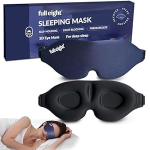 Full Eight’s Light Blocking Sleep Mask for Men & Women, Blackout Eye Mask for Sleep, Travel Eye Mask with Memory Foam, 3D Night Mask, Washable & Adjustable Eye Covers for Sleeping – One Size Fits All