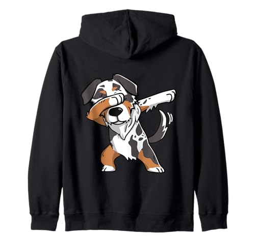 Funny Dabbing Australian Shepherd Zip Hoodie