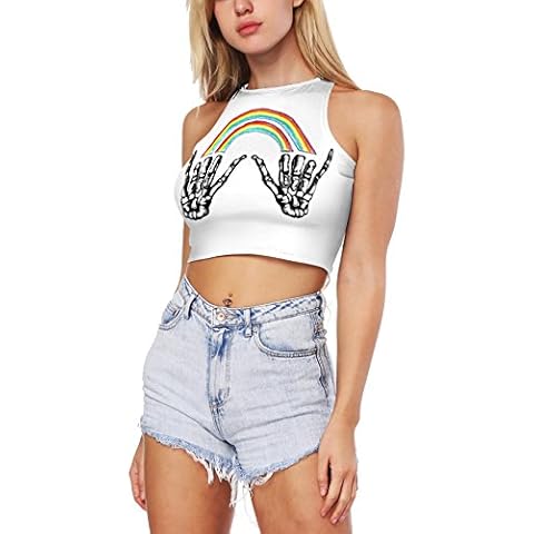 JOXJOZ Womens High Neck Crop Top Cover