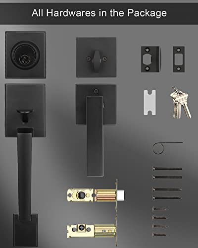 Goldenwarm Front Door Handle And Deadbolt Set, Black Front Door Lock Set With Reversible Handle Lever, Modern Front Door Hardware, Single Cylinder Front Door Entry Lock, Front Door Handles And Locks #TOP6