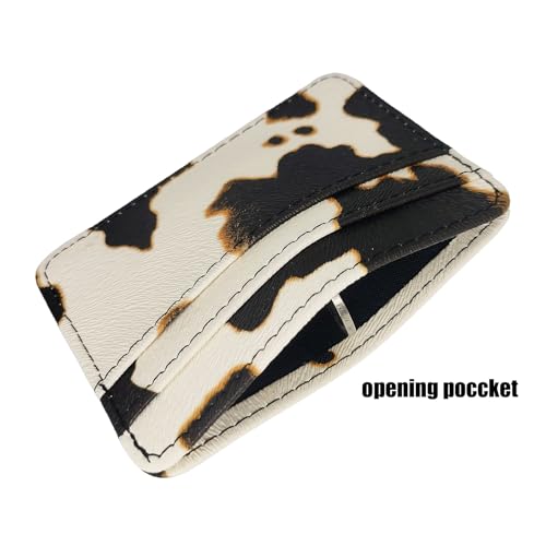 Credit Card Holder Wallet,1PC Cow Pattern Leather Small Card Holder Slim Wallet,Thin Card Organizer Front Pocket Wallet for Women Men (Cow Pattern)4