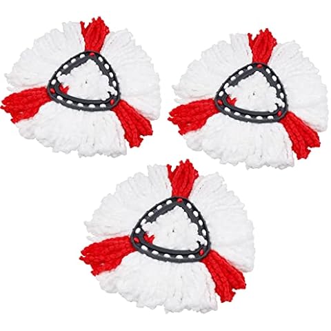 Mop Head Replacement for Spin Mop, Microfiber Mop Heads Refills Compatible with Triangle Turbo Mop (3 Pcs Red) Cover