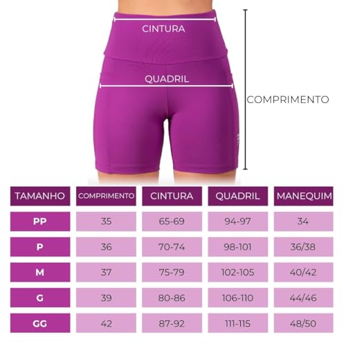 Short Academia Feminino Fitness com Bolso de Compressão Bermuda Feminino Corrida (BR, Alfa, M, Regul