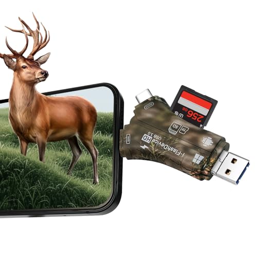 Crenova Trail Camera Viewer, 4 in 1 SD/TF Card Reader, Plug N Play Game Cam Reader for Checking Wildlife Photos Videos, Compatible for Android/iPhone/Type-C/USB, Ideal for Photographer