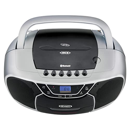 Jensen Stereo Cd-590 Portable Bluetooth Home Audio Cd/Cassette Boombox Digital Tuner Am/Fm Radio Sound System, Top-Loading Mp3 Cd Player, Cassette Player/Recorder - Platinum Exclusive #TOP1
