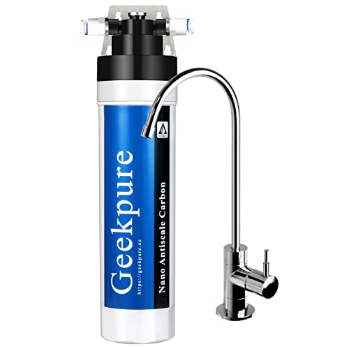 Geekpure Sistema de Filtración de Agua Bajo Fregadero de Alta Capacidad - Inhibición de Incrustaciones - Filtro de Carbón Anticalcáreo