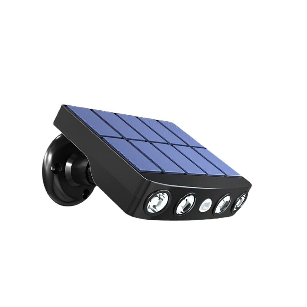 LED Solar Flood Light Motion Sensor Security Spot Wall Street Yard Outdoor Patio Lamp (Black-White Light)