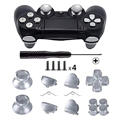 TX GIRL Botones De Metal For PS4 Thumbsticks De Aluminio Analógico Grip Bullet D-Pad L1 R1 L2 R2 Gatillo For PS4 V1 Controladores Viejos (Color : Silver) Cover