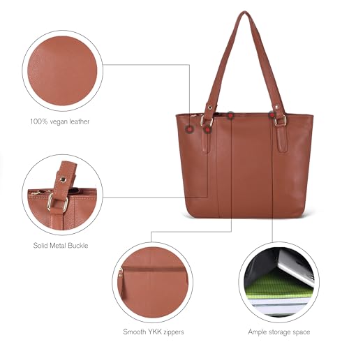 Image of Leather Purse For Women - Real Leather Tote For Women - Ladies Shoulder Handbag For Work, Travel, Casual Use