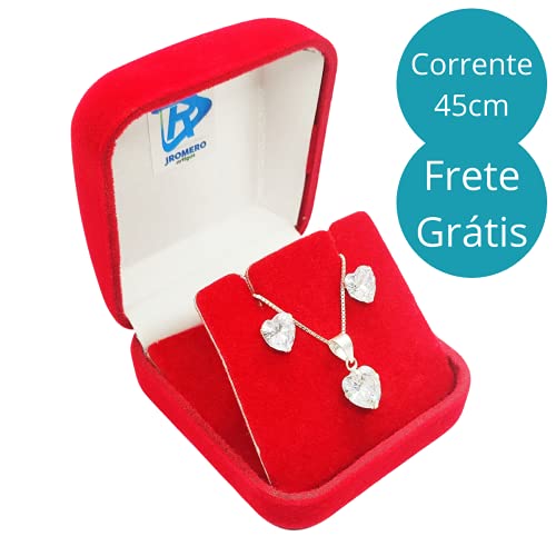KIT FEMININO COLAR PONTO DE LUZ COM BRINCOS - PRATA925-45CM - 7MM - JROMERO ARTIGOS COR: NA CORAÇÃO;