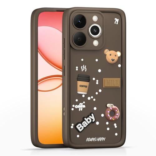 Image of Bintage Ball Bear| Donut| Milk Cake| Baby| Coffee Rubber Case Full Body & Camera Protection Back Cover Compatible for Realme 15 5G - Brown