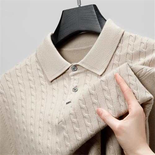 Yeuyyben Men's Long Sleeved Sweater Soft Thickened Lapel Knitting Men's Autumn Winter Pullover Sweater2