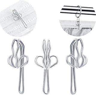 ASIWUJING Curtain Hooks Metal Curtain Header Tape Drapery Hooks for curtains (100PACK)