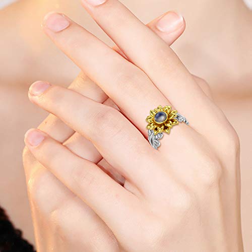 Lonago Sunflower Ring With I Love You 100 Languages Stone You Are My Sunshine Flower Ring Gift For Women Girl (Sunflower, Size 6) #TOP3
