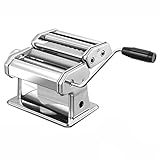 Nudelmaschine Manuelle Edelstahl, Pasta Maker Nudelmaschine mit 2 Verschiedenen mit Klemme, Nudelwalzen Pastamaschine für Frische Spaghetti Nudeln Lasagne