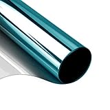 Sonnenschutzfolie Fenster Innen oder Außen Spiegelfolie Selbstklebend | 99% Anti-UV Fensterfolie Sonnenschutz | Sichtschutzfolie Fenster Grün Silber (Blue Silver, 60 x 200 cm)