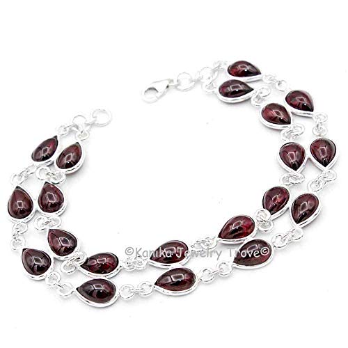 Kanika Jewelry Trove 925 Sterling Silver Garnet Handmade Link Bracelets For Women & Girl #TOP15