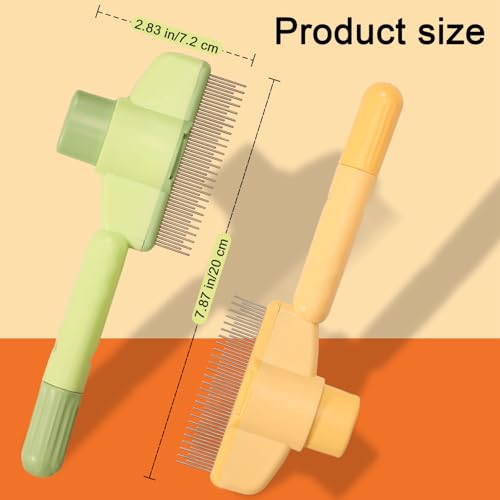 Image of Cat Deshedding Comb, 2 Pcs Pet Hair Removal Tools for Cat /Dog with Two Layered Teeth, Portable Shedding & Grooming Supplies with Release Button for Long /Short Hair Indoor Cats, Kitten Brush