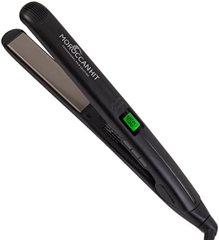Moroccan Hit 1-Inch Titanium Ceramic Flat Iron Hair Straightener with Variable Temp and LCD Display