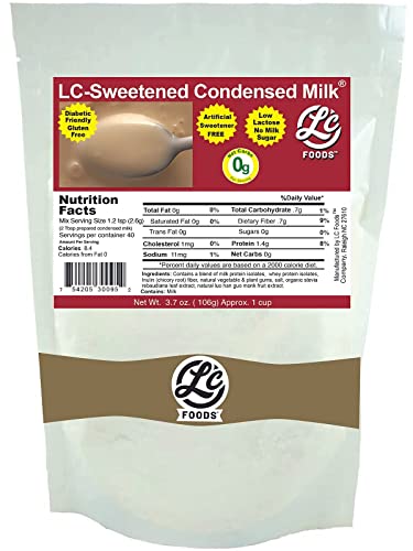 LC Foods Sweetened Condensed Milk Mix | Sugar Free Condensed Milk Powder | Keto | Gluten Free | Low Lactose