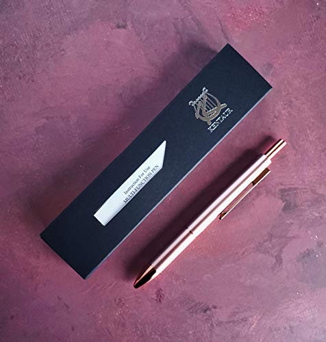 KenTaur Multi-Color Pen In One (Rose Gold) 5 In 1 Multifunction Pen with Black, Blue, Red, Green Ballpoint Pen and 0.7mm Mechanical Pencil - Uses D1 Refills