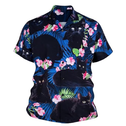 Chemise à manches longues oversized noir homme au col rabattu et boutonnée