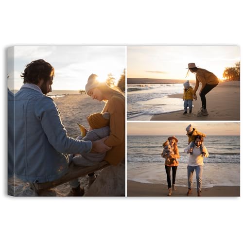 xzartdiy Custom Picture Canvas Prints with Your Photos, 3 Collage