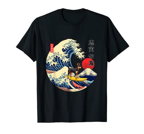 Manchester Terrier Japanischer Kanagawa Wave Surf Loyal Dog T-Shirt