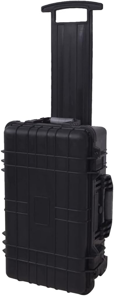vidaXL Wheel-equipped Tool with Pick & Pluck Equipment Case Storage Cabinet Storage Boxes Travel Boxes Tool Case Watertight Durable Black