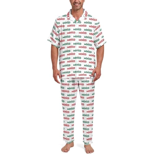 ISMV Men Pajamas Set 2 Piece Short Sleeve Sleepwear Long Pants Loungewear with Pockets Pjs Sets3