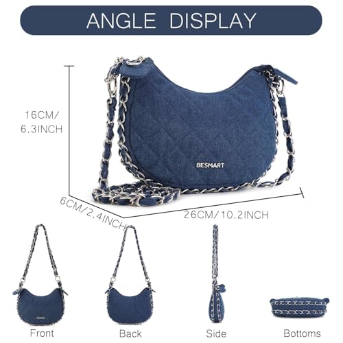 Image of BESMART Denim Crossbody Bag Quilted Shoulder Bags for Women