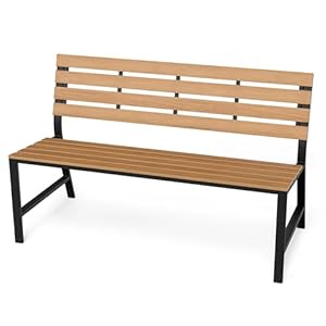 di volio Gartenbank TARZO - Sitzbank mit Lehne für Garten und Terrasse, Parkbank aus wetterfestem PS-Board in Holzoptik, 130 cm (Beige)