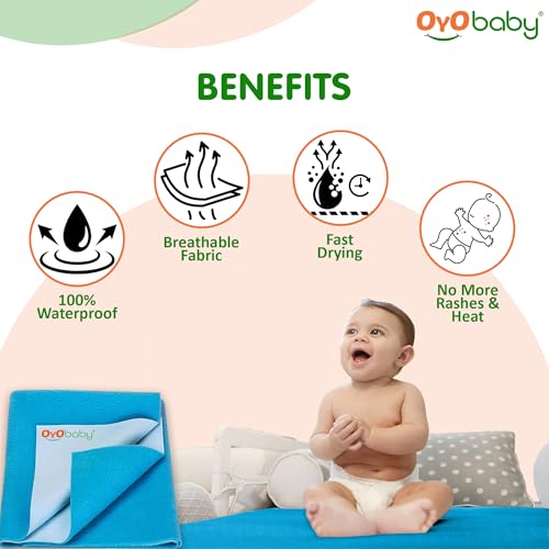 OYO BABY - Quickly Dry Super Soft Waterproof and Reusable Mat/Underpad/Absorbent Sheets/Mattress Protector (X-Large, OYO BABY Firoza) - Image 4 thumbnail