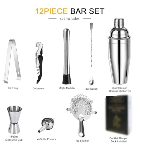 Set coctelera de acero inoxidable 12 piezas miniatura 2
