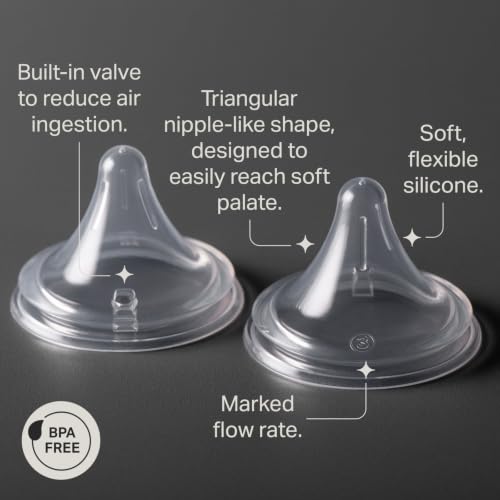 Image of Tommee Tippee Natural Start Deep Latch Triangular Nipples, Fast, 6m+ | Pack of 2, Fast Flow, Deep Latch Design, Soft Silicone