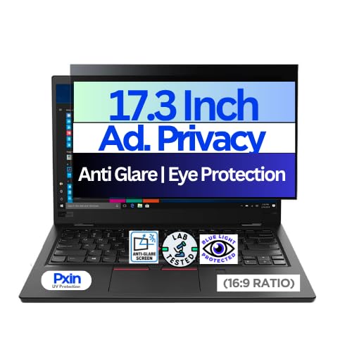Image of Pxin Techno Eye 17.3 Inch (16:9) Laptop Privacy Screen Filter - NO Eye Strain | Anti-Blue Light + Anti-Glare