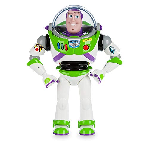 disney store official buzz lightyear interactive talking action figure from toy story features 10 english phrases interacts with other figures and toys